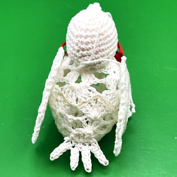 Set 4 Vintage Crochet Bird Ornament Handmade Dove 1980s White Xmas Holiday Décor - Picture 7 of 9